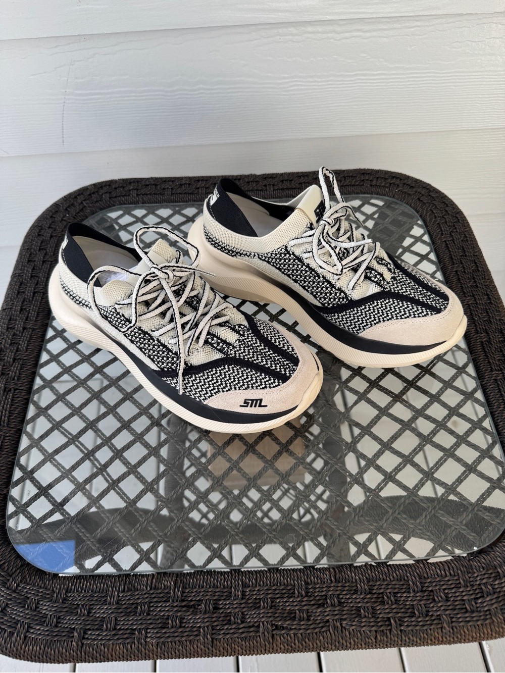 Steve Madden Black and Cream Knit Women's Sneakers